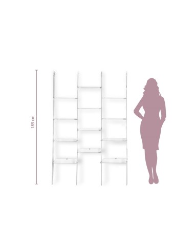 Iplex - Step Libreria tripla scala in plexiglass Trasparente,. - ideale per arredo bagno cucina casa - 121x185x36 cm