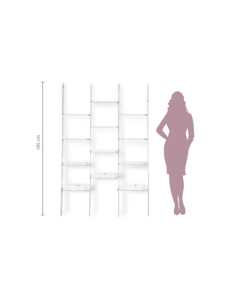 Iplex - Step Libreria tripla scala in plexiglass Trasparente,. - ideale per arredo bagno cucina casa - 121x185x36 cm