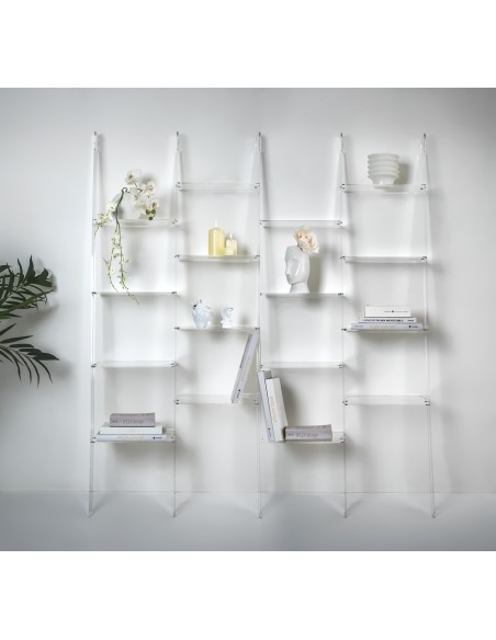 Iplex - Step Libreria quadrupla scala in plexiglass Trasparente,. - ideale per arredo bagno cucina casa - 161x185x36 cm