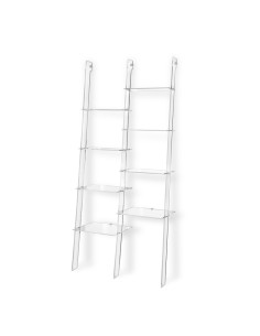 Iplex - Step Libreria doppia scala in plexiglass Trasparente,. - ideale per arredo bagno cucina casa - 81x185x36 cm