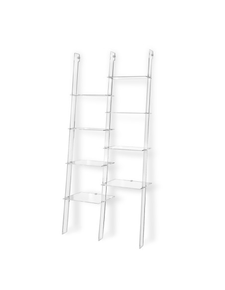 Iplex - Step Libreria doppia scala in plexiglass Trasparente,. - ideale per arredo bagno cucina casa - 81x185x36 cm