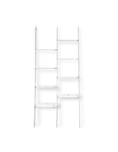 Iplex - Step Libreria doppia scala in plexiglass Trasparente,. - ideale per arredo bagno cucina casa - 81x185x36 cm