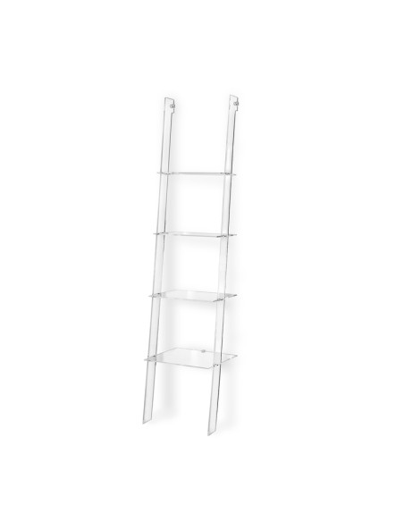 Iplex - Step Libreria a forma di scala in plexiglass Trasparente,. - ideale per arredo bagno cucina casa - 41x185x36 cm