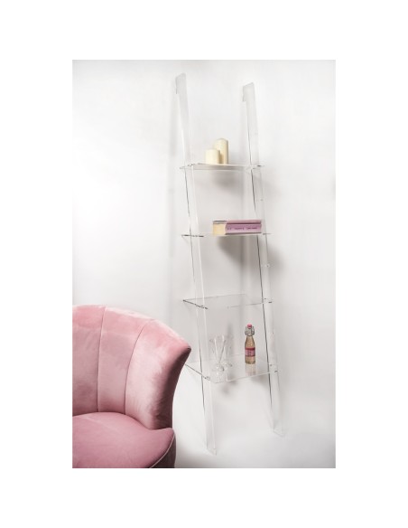 Iplex - Step Libreria a forma di scala in plexiglass Trasparente,. - ideale per arredo bagno cucina casa - 41x185x36 cm