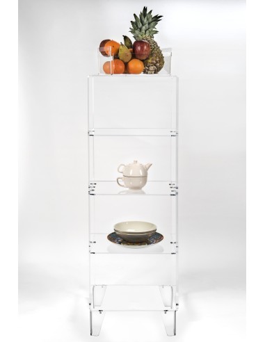 Iplex - Partout Mobiletto in plexiglass Trasparente con ripiani,. - ideale per arredo bagno salotto casa - 39,5x131,5x30 cm
