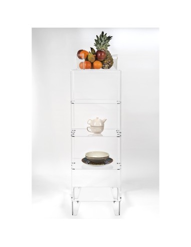 Iplex - Partout Mobiletto in plexiglass Trasparente con ripiani,. - ideale per arredo bagno salotto casa - 39,5x131,5x30 cm