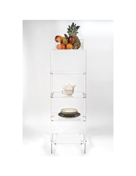 Iplex - Partout Mobiletto in plexiglass Trasparente con ripiani,. - ideale per arredo bagno salotto casa - 39,5x131,5x30 cm