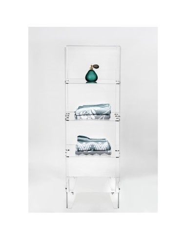 Iplex - Partout Mobiletto in plexiglass Trasparente con ripiani,. - ideale per arredo bagno salotto casa - 39,5x131,5x30 cm