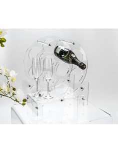 Iplex - Enoteca Cantina da tavolo in plexiglass Trasparente a 7 fori per bottiglie da vino e champagne,. - 37,5x44x18,5 cm 2