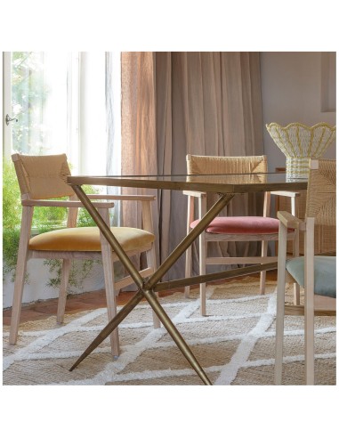 Blanc D' Ivoire - Tavolo Anatole vetro e metallo finitura in ottone dorato cm 185x79,5x78 h
