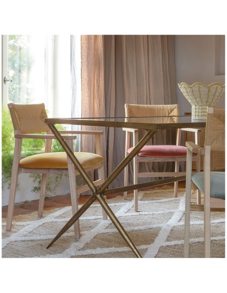 Blanc D' Ivoire - Tavolo Anatole vetro e metallo finitura in ottone dorato cm 185x79,5x78 h