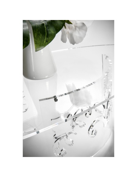 Iplex - Flor Tavolino da caffè in plexiglass Trasparente tagliato a laser,. - 120x35x60 cm