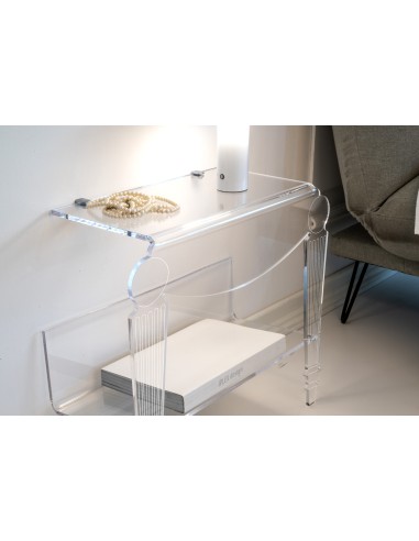 Iplex - Foyer Comodino Consolle veneziana in cristallo acrilico Trasparente tagliato a laser,. - 54x48,5x25 cm