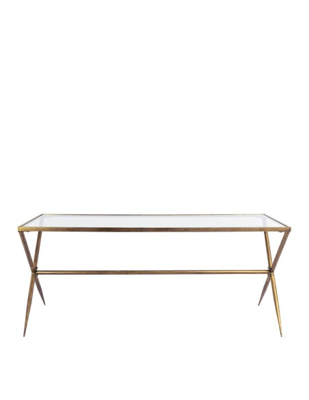 Blanc D' Ivoire - Tavolo Anatole vetro e metallo finitura in ottone dorato cm 185x79,5x78 h