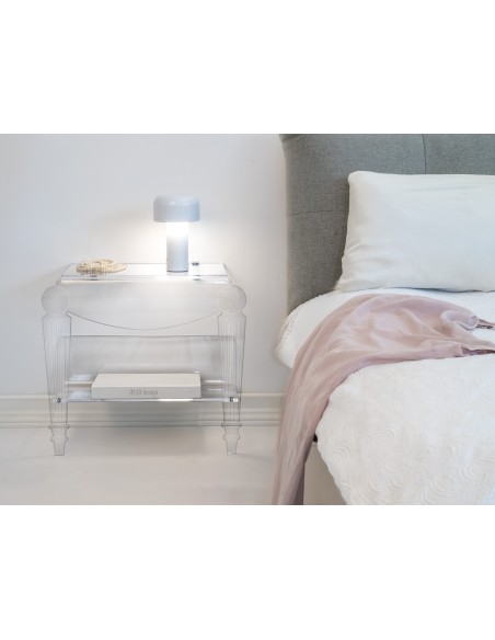 Iplex - Foyer Comodino Consolle veneziana in cristallo acrilico Trasparente tagliato a laser,. - 54x48,5x25 cm