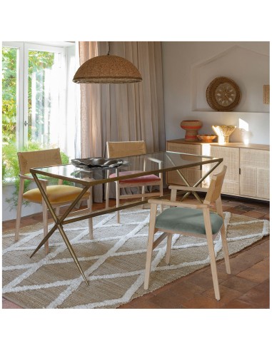 Blanc D' Ivoire - Tavolo Anatole vetro e metallo finitura in ottone dorato cm 185x79,5x78 h