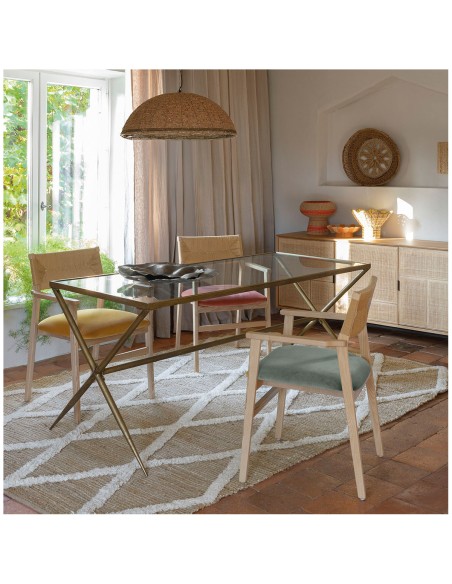 Blanc D' Ivoire - Tavolo Anatole vetro e metallo finitura in ottone dorato cm 185x79,5x78 h