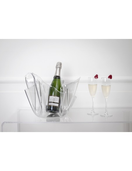 iPLEX - Vaso linea Drappeggi in plexiglass PMMA Trasparente Made in Italy - fioriera portaghiaccio - 45x29x45 cm