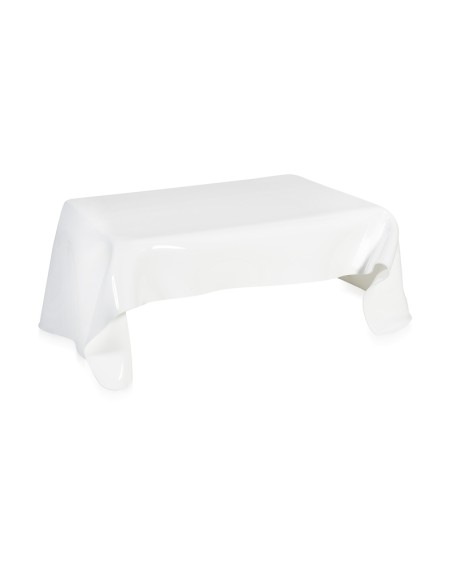 iPLEX - Tavolino basso linea Drappeggi in plexiglass PMMA color bianco pieno Made in Italy - Trasparente - 115x39x77 cm
