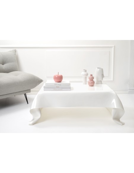 iPLEX - Tavolino basso linea Drappeggi in plexiglass PMMA color bianco pieno Made in Italy - Trasparente - 115x39x77 cm