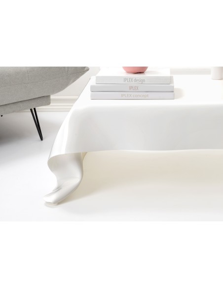 iPLEX - Tavolino basso linea Drappeggi in plexiglass PMMA color bianco pieno Made in Italy - Trasparente - 115x39x77 cm