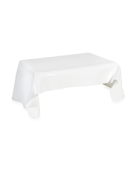 iPLEX - Tavolino basso linea Drappeggi in plexiglass PMMA color bianco pieno Made in Italy - Trasparente - 115x39x77 cm