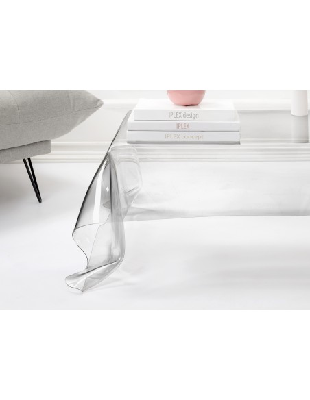 iPLEX - Tavolino basso in plexiglass Trasparente drappeggiato a mano Made in Italy - 115x39x77 cm