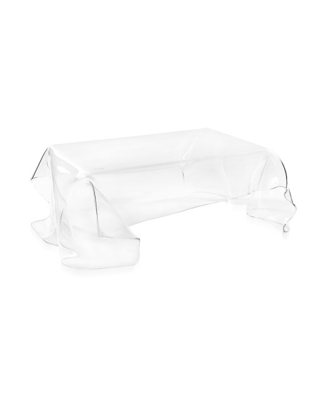 iPLEX - Tavolino basso in plexiglass Trasparente drappeggiato a mano Made in Italy - 115x39x77 cm