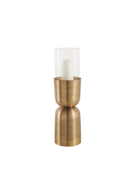 Blanc D' Ivoire - Portacandela Comete MM  in alluminio finitura oro ø 17xH 59 cm