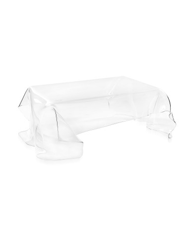 iPLEX - Tavolino basso in plexiglass Trasparente drappeggiato a mano Made in Italy - 115x39x77 cm