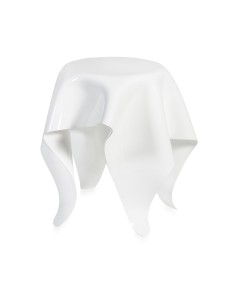 iPLEX - Tavolino alto linea Drappeggi in plexiglass PMMA color bianco pieno drappeggiato a mano. - 76x66x67 cm