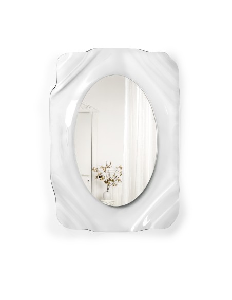 iPLEX - Specchiera linea Drappeggi in plexiglass Trasparente, cornice drappeggiata a mano,. - 72x95x11 cm