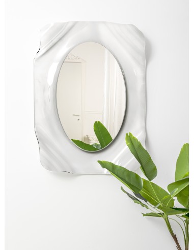 iPLEX - Specchiera linea Drappeggi in plexiglass Trasparente, cornice drappeggiata a mano,. - 72x95x11 cm