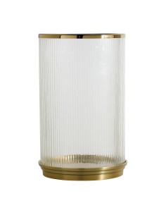 Blanc D' Ivoire - Portacandela OSCAR GM striato vetro e metallo oro dia 24,5x38,5 cm
