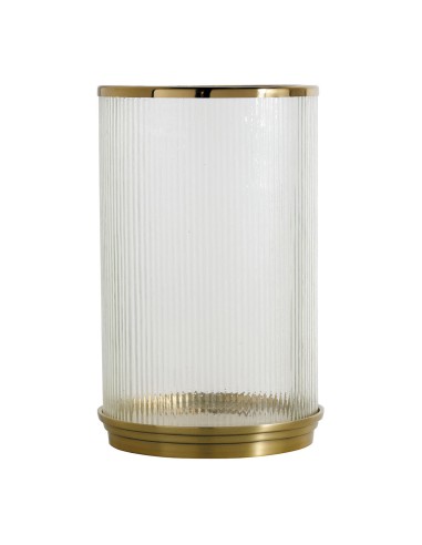 Blanc D' Ivoire - Portacandela OSCAR GM striato vetro e metallo oro dia 24,5x38,5 cm