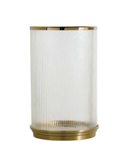 Blanc D' Ivoire - Portacandela OSCAR GM striato vetro e metallo oro dia 24,5x38,5 cm