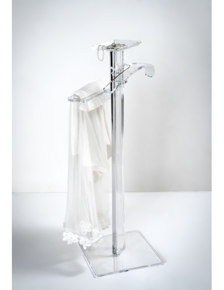 iPLEX - Servomuto Appendiabito linea Bernardo in plexiglass Trasparente - camera da letto ingresso casa ufficio - 43x93x43 cm