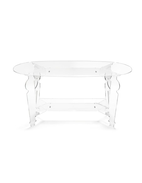 iPLEX - Servio Tavolino da caffè ovale in plexiglass PMMA Trasparente. Made in Italy - 99,5x50x48 cm