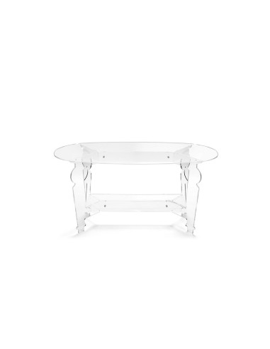 iPLEX - Servio Tavolino da caffè ovale in plexiglass PMMA Trasparente. Made in Italy - 99,5x50x48 cm