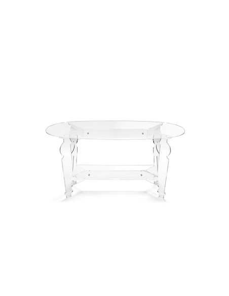 iPLEX - Servio Tavolino da caffè ovale in plexiglass PMMA Trasparente. Made in Italy - 99,5x50x48 cm
