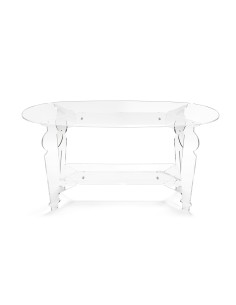iPLEX - Servio Tavolino da caffè ovale in plexiglass PMMA Trasparente. Made in Italy - 99,5x50x48 cm