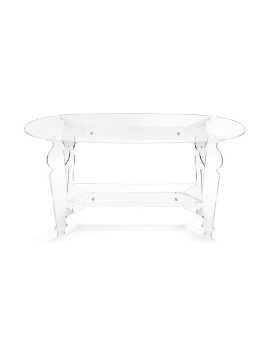 iPLEX - Servio Tavolino da caffè ovale in plexiglass PMMA Trasparente. Made in Italy - 99,5x50x48 cm