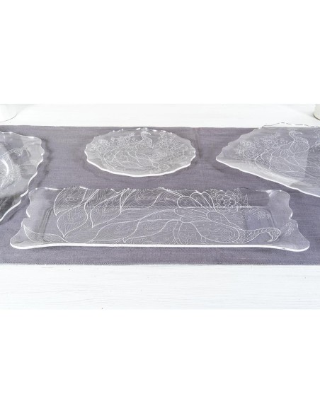 iPLEX Design - Tasty Vassoio Rettangolare Trasparente - Bianco Peacock in plexiglass - Trasparente/bianco - 43x2x18 cm
