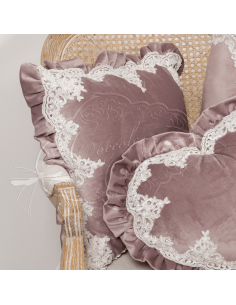 Coccole di Casa - Cuscino Arredo "Ely" Malva Con Pizzo 40X40 cm