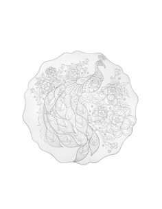 iPLEX Design - Tasty Sottopiatto Trasparente - Bianco Tondo Big Peacock in plexiglass - Trasparente/bianco - 32,5x2x34,5 cm