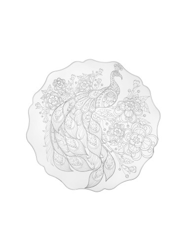 iPLEX Design - Tasty Sottopiatto Trasparente - Bianco Tondo Big Peacock in plexiglass - Trasparente/bianco - 32,5x2x34,5 cm