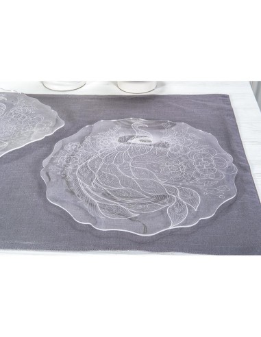 iPLEX Design - Tasty Sottopiatto Trasparente - Bianco Tondo Big Peacock in plexiglass - Trasparente/bianco - 32,5x2x34,5 cm