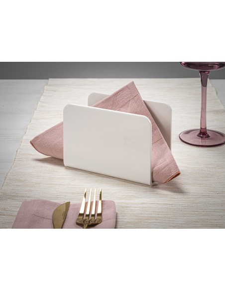 iPLEX - Portatovaglioli da tavola verticale linea Bon Ton in plexiglass PMMA bianco. Made in Italy - 13x9x6,5 cm