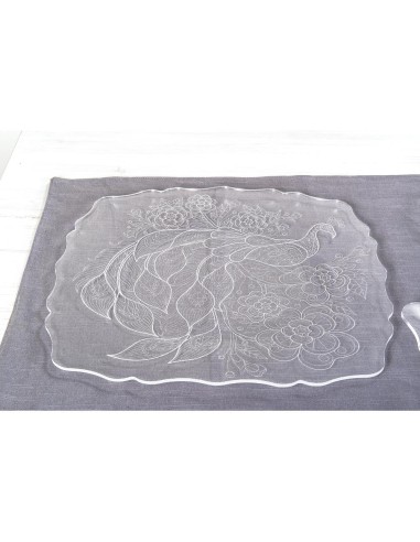 iPLEX Design - Tasty Sottopiatto Trasparente - Bianco Quadrato Big Peacock in plexiglass - Trasparente/bianco - 36x2x37 cm