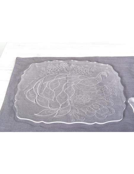 iPLEX Design - Tasty Sottopiatto Trasparente - Bianco Quadrato Big Peacock in plexiglass - Trasparente/bianco - 36x2x37 cm